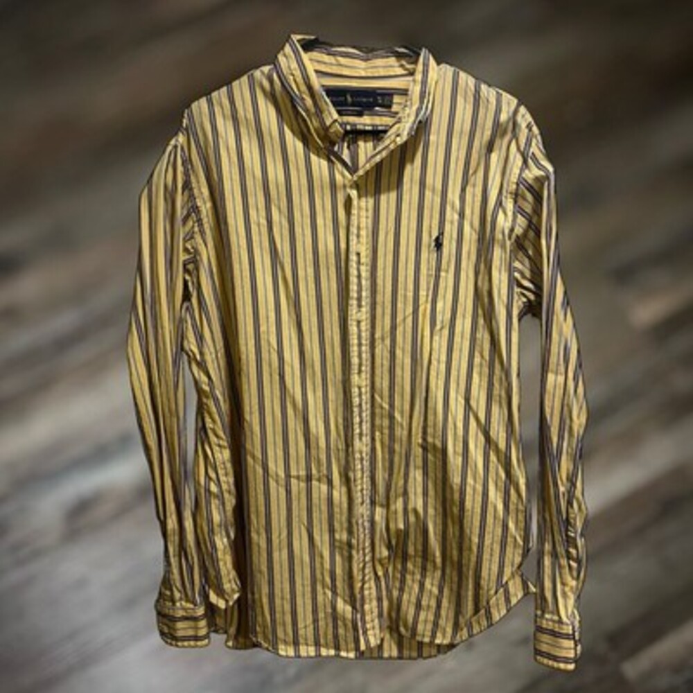 Ralph Lauren Long Sleeve Button Down Striped XL Polo Dress Shirt - Cotton